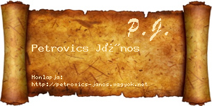 Petrovics János névjegykártya