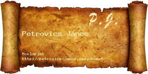 Petrovics János névjegykártya